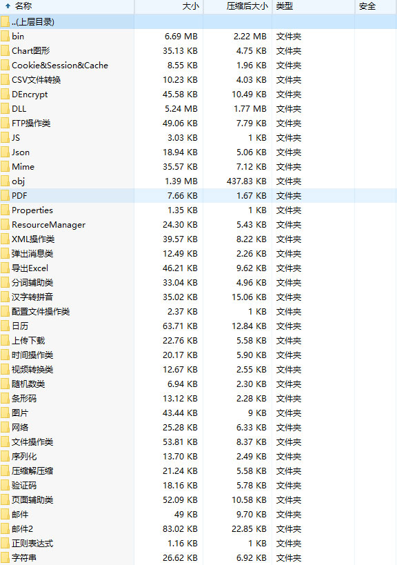 最新C#类库典藏版源码包含有FTP操作类、导出Excel、文件操作类、弹出消息类等