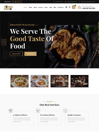多功能的美食餐厅外卖预订HTML5模板