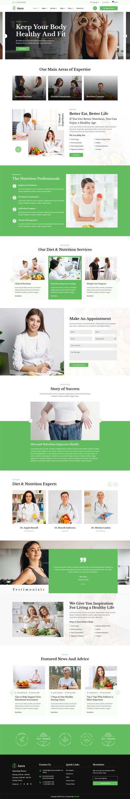 绿色风格响应式健康减肥饮食方案静态网站HTML5模板