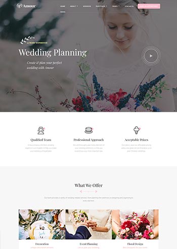 粉色简约的婚庆婚礼策划网站模板html